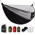 Camping Hammock with Mosquito Net, 650 lbs Portable Hammock with Tree Straps, Parachute Nylon Hammock, 2-in-1 Double/Single Travel Hammock Tent for Outside、Indoor、Backpacking、Beach - Black & Grey