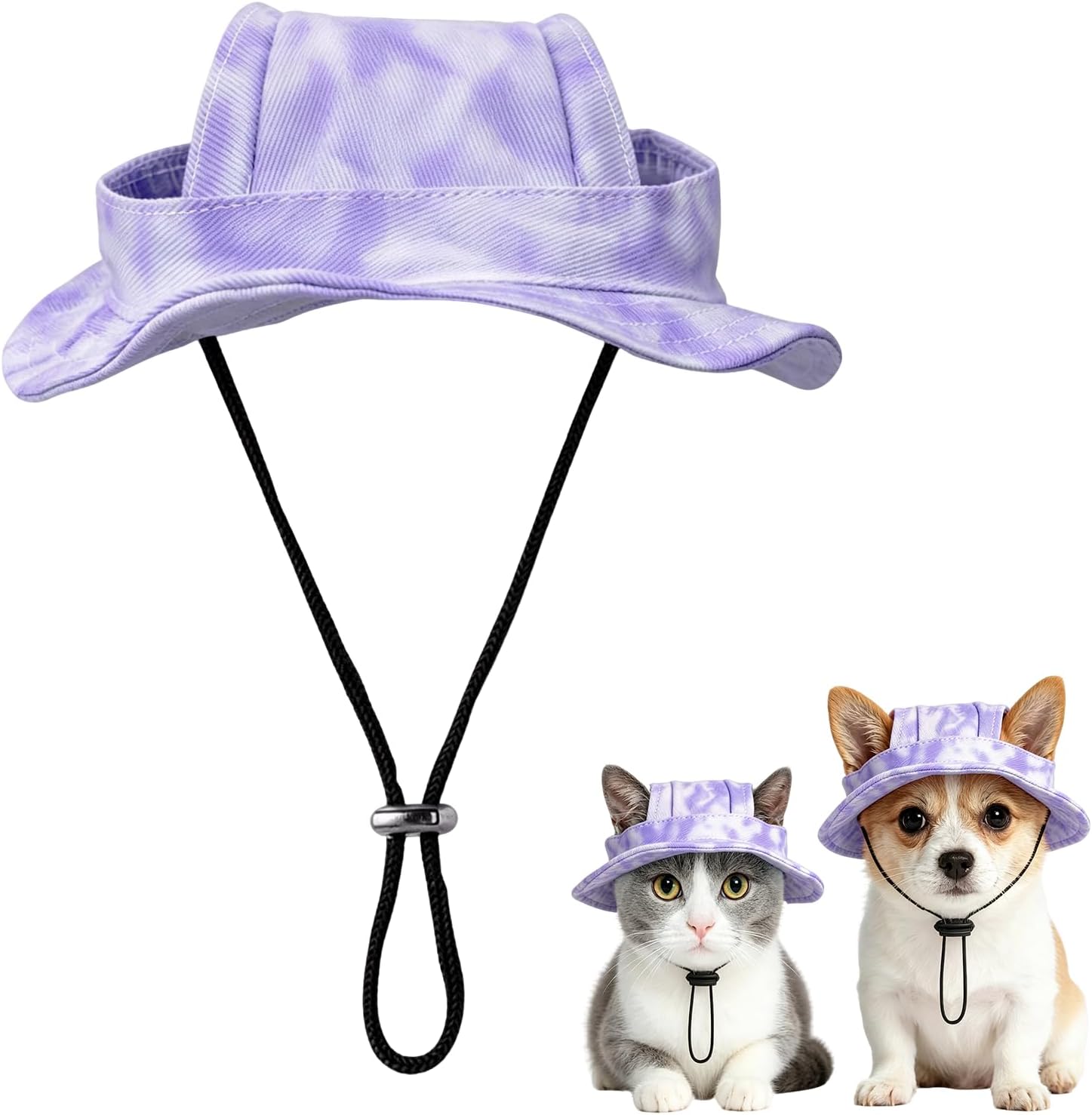 Dog Sun Hat, Hat for Dogs with Ear Holes, Pet Apparel Accessories, Breathable Drawstring for Summer Sun Protection, Outdoor Walking and Beach Activities, Small and Medium Dogs(Pink Large)