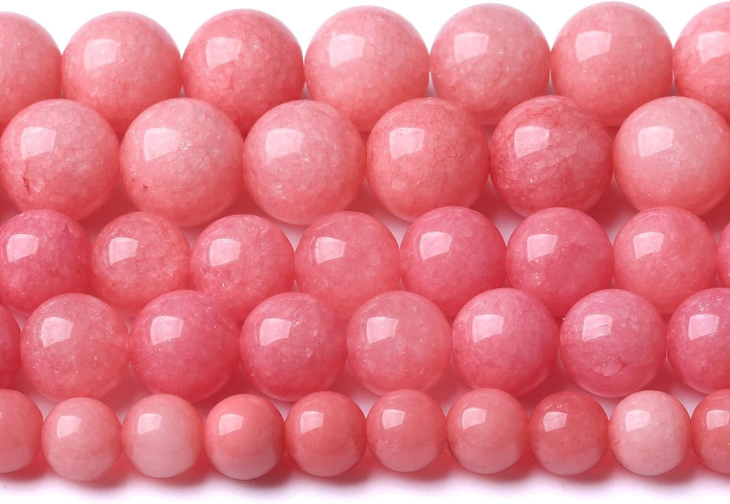 90PCS 8MM Natural Stone Pink Jade Beads Rhodochrosite Chalcedony Beads for Jewelry Making DIY Bracelet 2 Strands