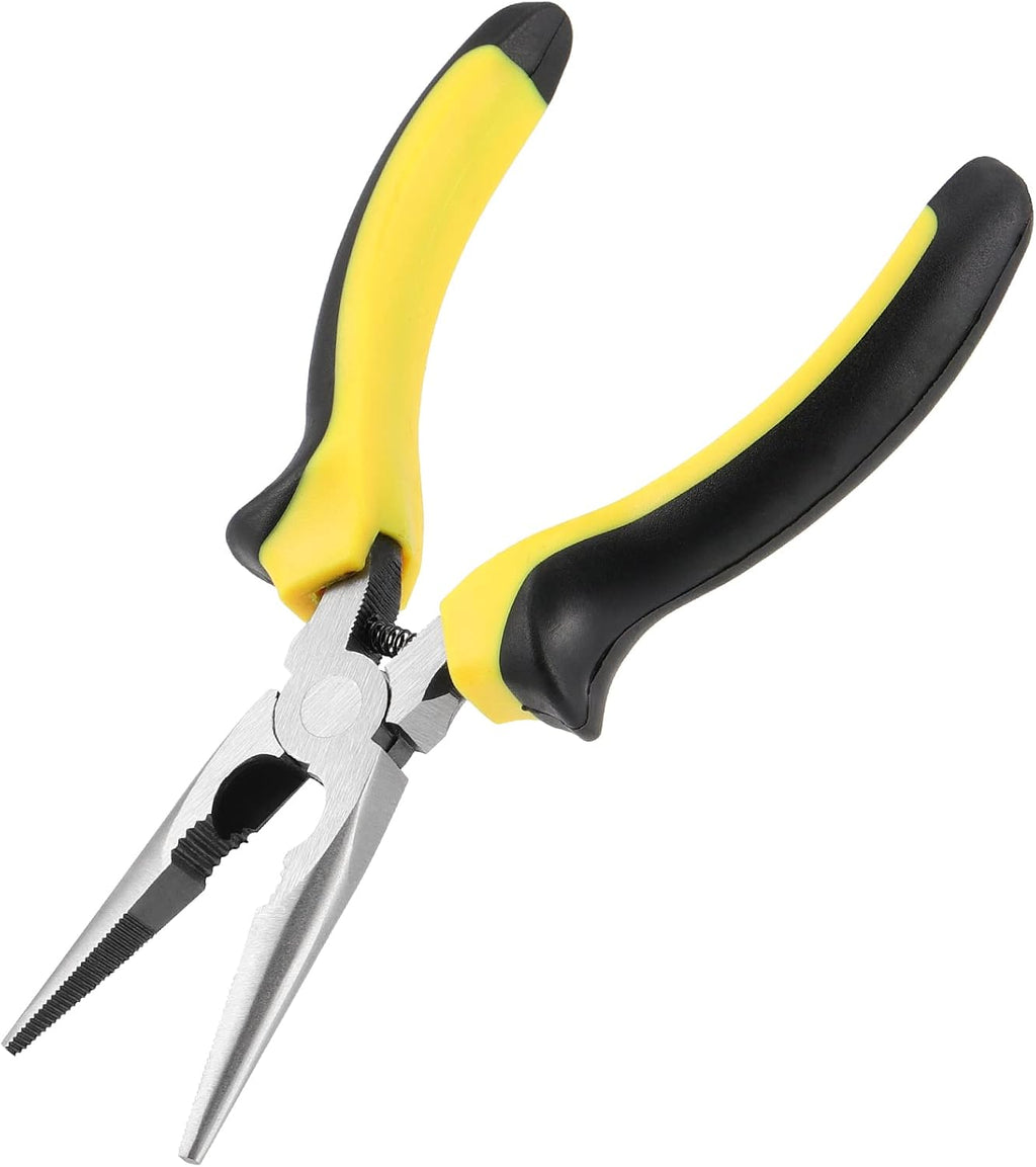 SINJEUN 15 Pack 6 Inch Needle Nose Pliers with Cutter, Insulated Handle Side Cut for Bending and Cutting, Long Reach