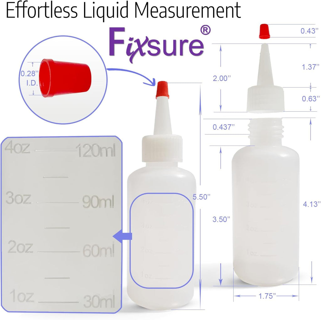 FIXSURE Plastic Squeeze Bottles with Red Tip Cap, 4 Oz Squirt Bottle For Ketchup, BBQ, Sauces, Syrup, Condiments, Oil, Pancake, Cookie Decorating, Dressings, Travel, Camping, Lab, Arts and Crafts (2)