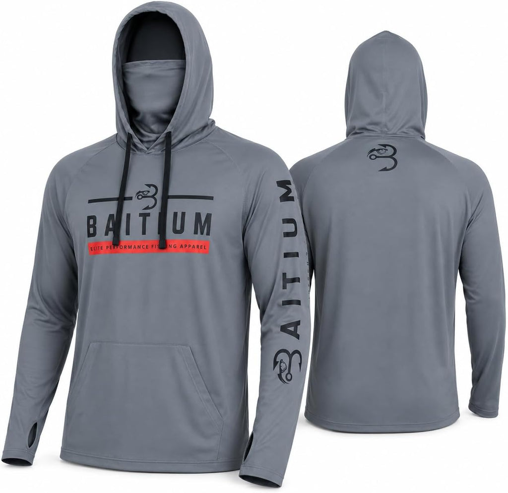 Fishing Shirts for Men,UPF50 Hooded Long Sleeve with Gaiter, Sun Protection Dry Fit Apparel, Face Mask, Fishing Clothes