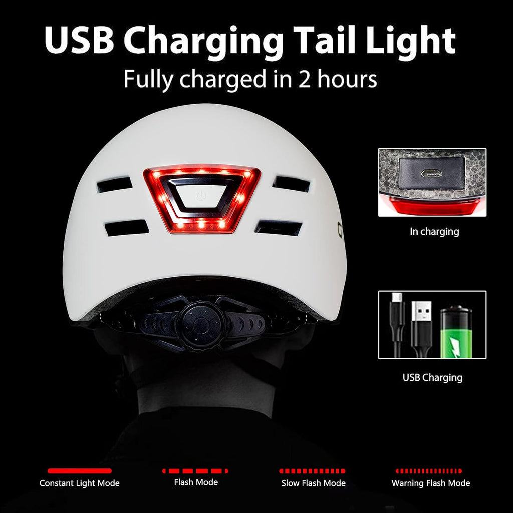 Adult Bike Helmet with LED Lights, Lightweight Adjustable Bicycle Helmet for Men Women, Safety Certified Cycling Helmet for Urban Commuting, Road Cycling, Skateboard and Scooter Riding