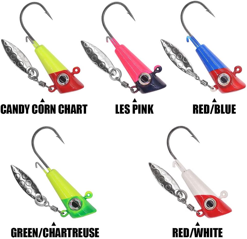 Shad Darts Fishing Lures Dart Head Jig Underspin Bucktail Hair Jigs Head for American Shad Bass Walleye Crappie Panfish 1/16oz 1/8oz 1/32oz 1/4oz 25 Pack