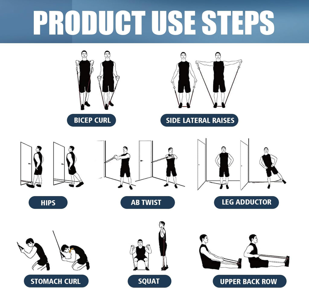 WHATAFIT Resistance Bands with Handles, 150 lb Exercise Bands Set
