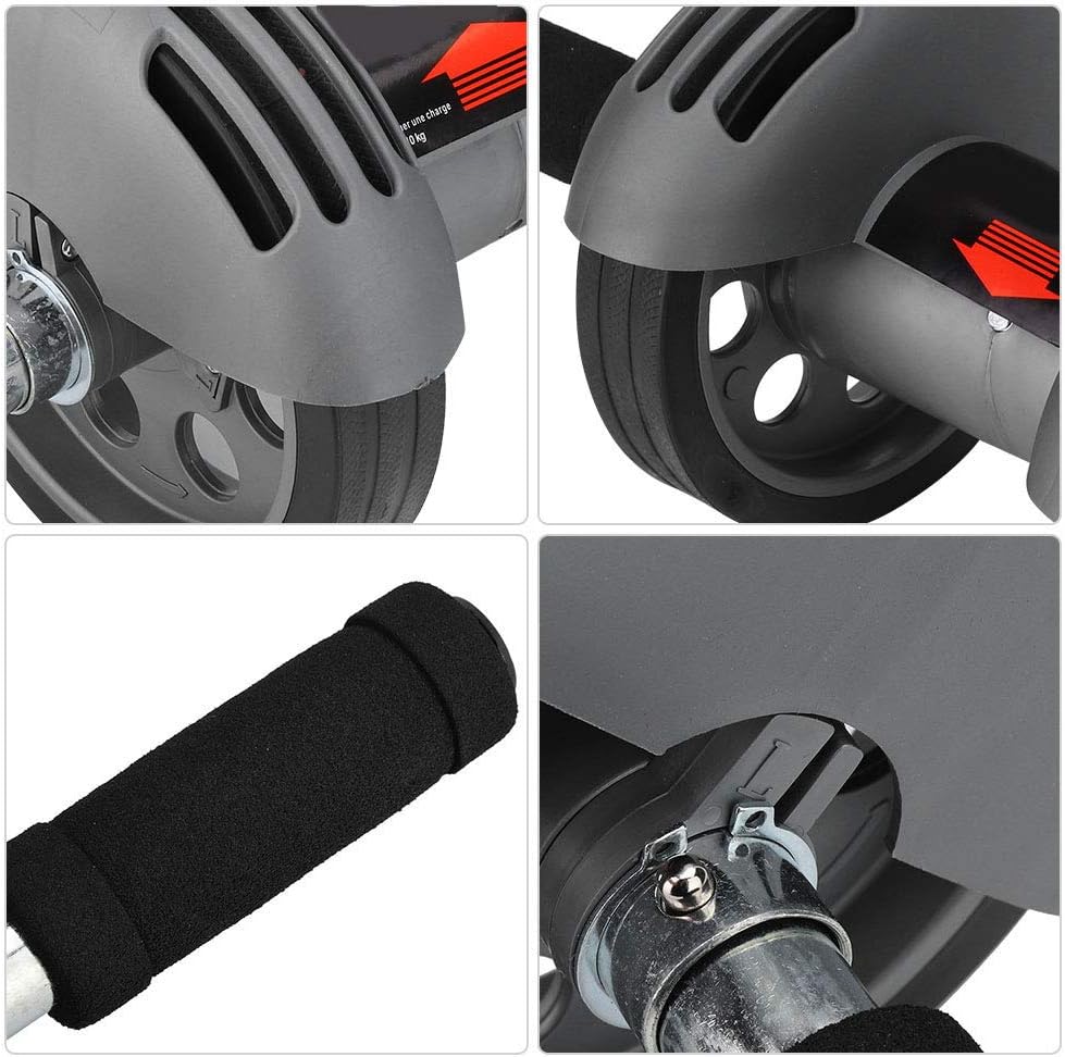 AB Double Roller Workout System Abdominal Muscle Exerciser Gym Home Fitness Equipment Gray