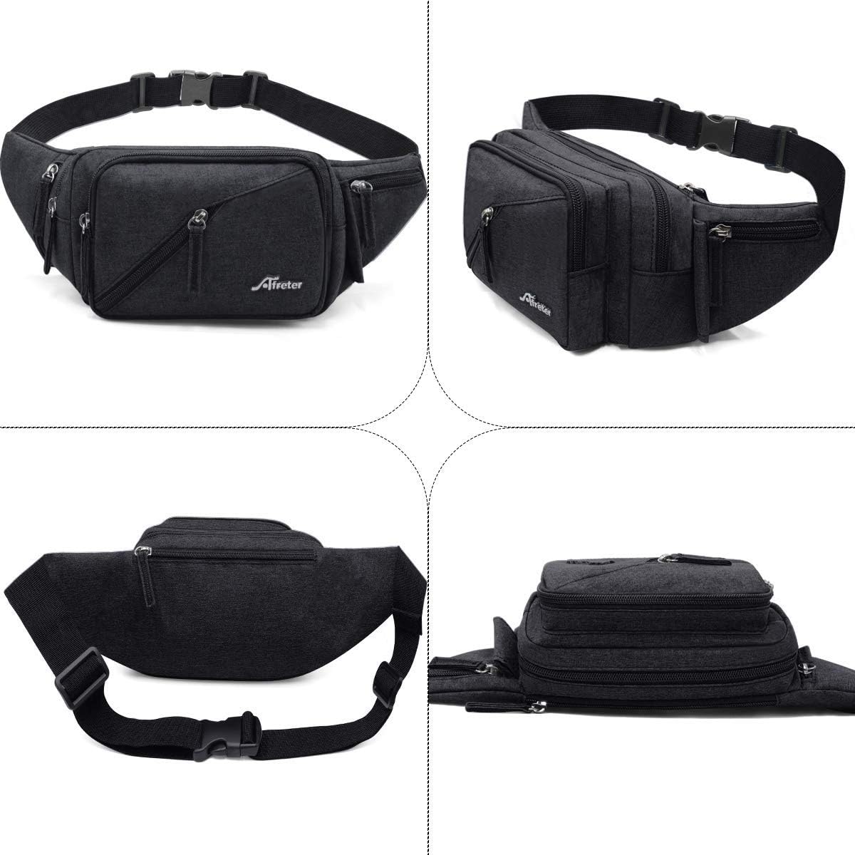 Fanny Pack Waterproof Waist Bag Pack Men Women Hip Bum Bag With Water Bottle Holder Adjustable Strap Suitable For Outdoors Workout Traveling Hiking Cycling Dog Walking Pouch Bag(black)