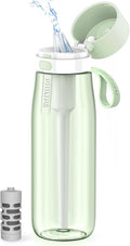 PHILIPS Filtered Water Bottle, BPA-Free Tritan, Travel Portable 22oz Green