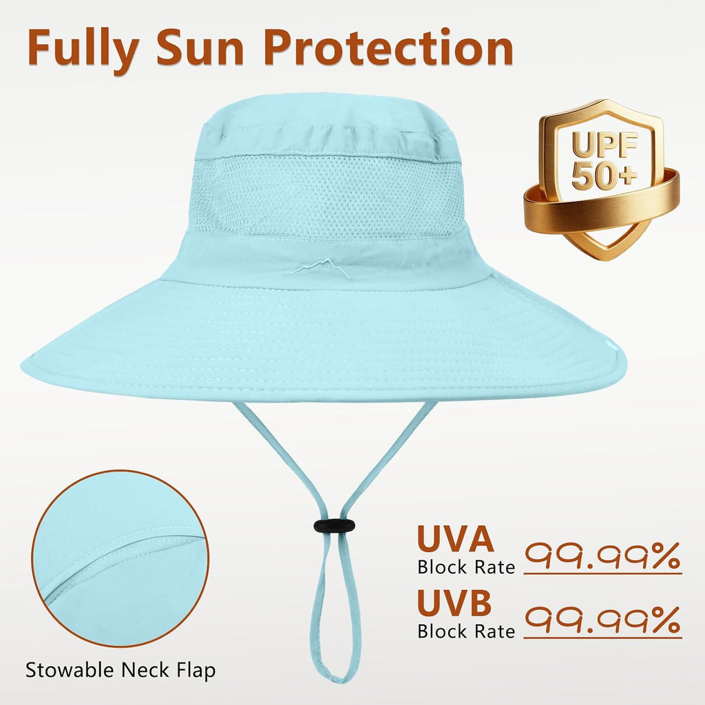ZOORON Sun Hats for Men Women Fishing Hat with Neck Flap UPF 50+ Wide Brim