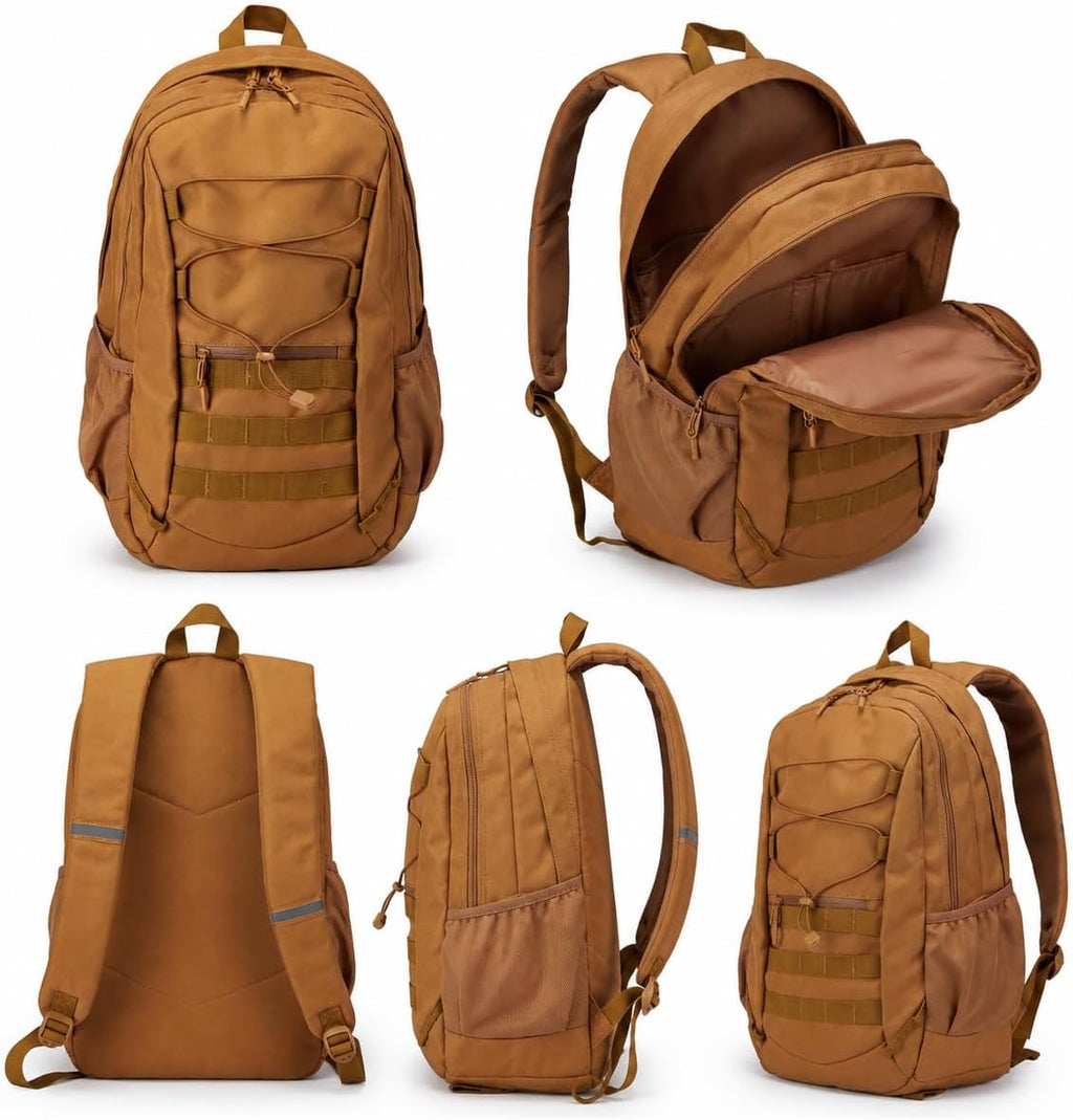 Hiking Travel Backpacks Men and Women, Lightweight Waterproof Laptop Backpack Outdoor Camping Backpack Hiking Daypack for Travel, Trekking, Work 26L (Brown)