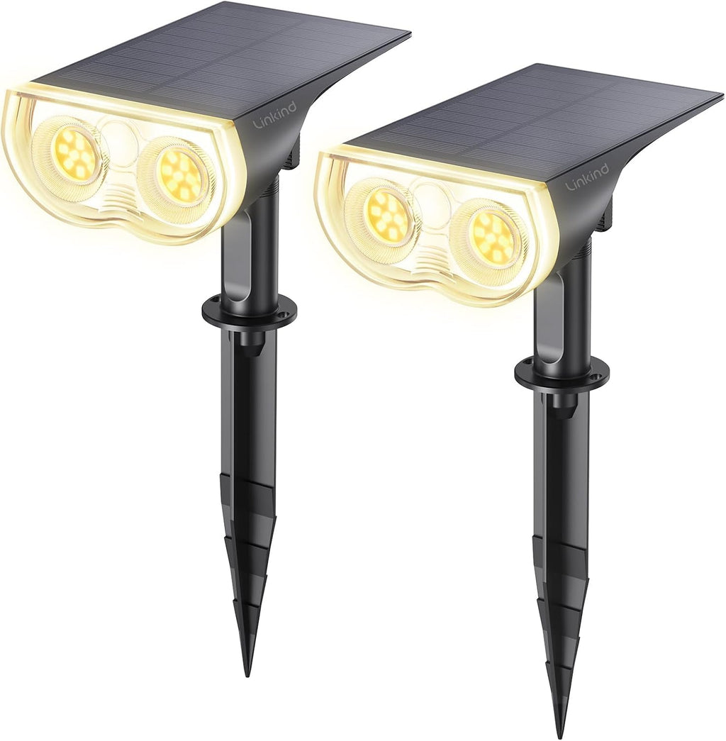 Linkind Solar Lights Outdoor Waterproof LED Spotlights Warm White 2 Pack