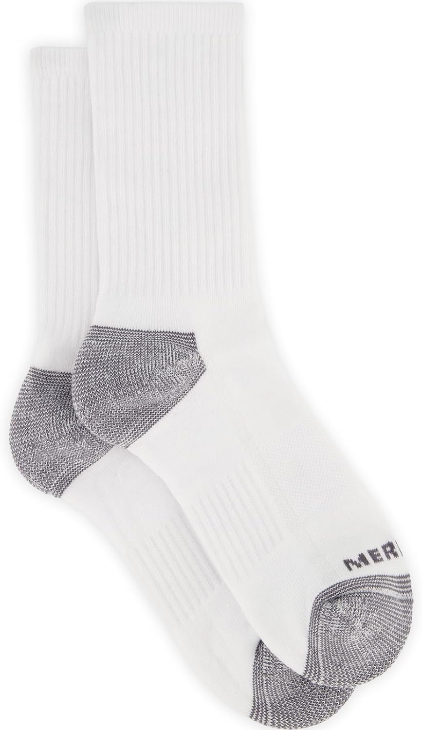 Merrell Unisex Eco Cushioned Crew Socks, Recycled Sustainable Hiker With Targeted Cushion