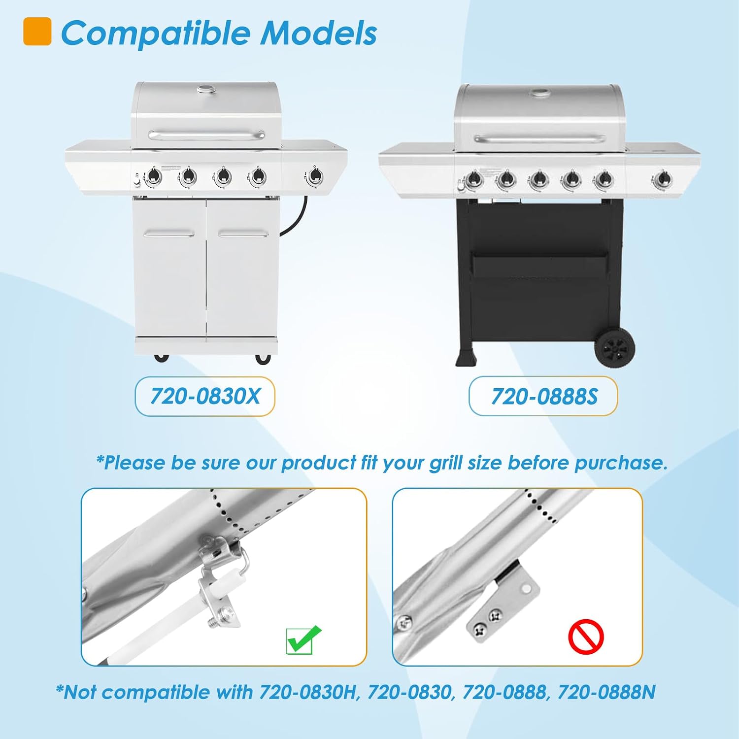 Replacement Parts Kit for Nexgrill 5 Burner 720-0888S, Grill Parts Kit for Nexgrill 720-0830X Replacement Parts, Grill Grate Kit for Nexgrill Replacement Parts 5 Burner 720-0888S