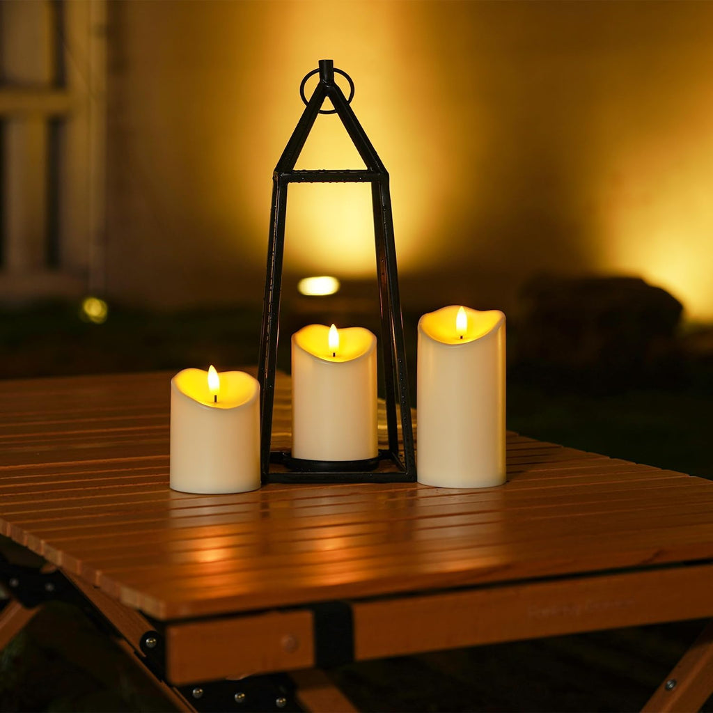 Homemory Outdoor Waterproof Flameless Candles, LED Candle with Remote, 3Pcs