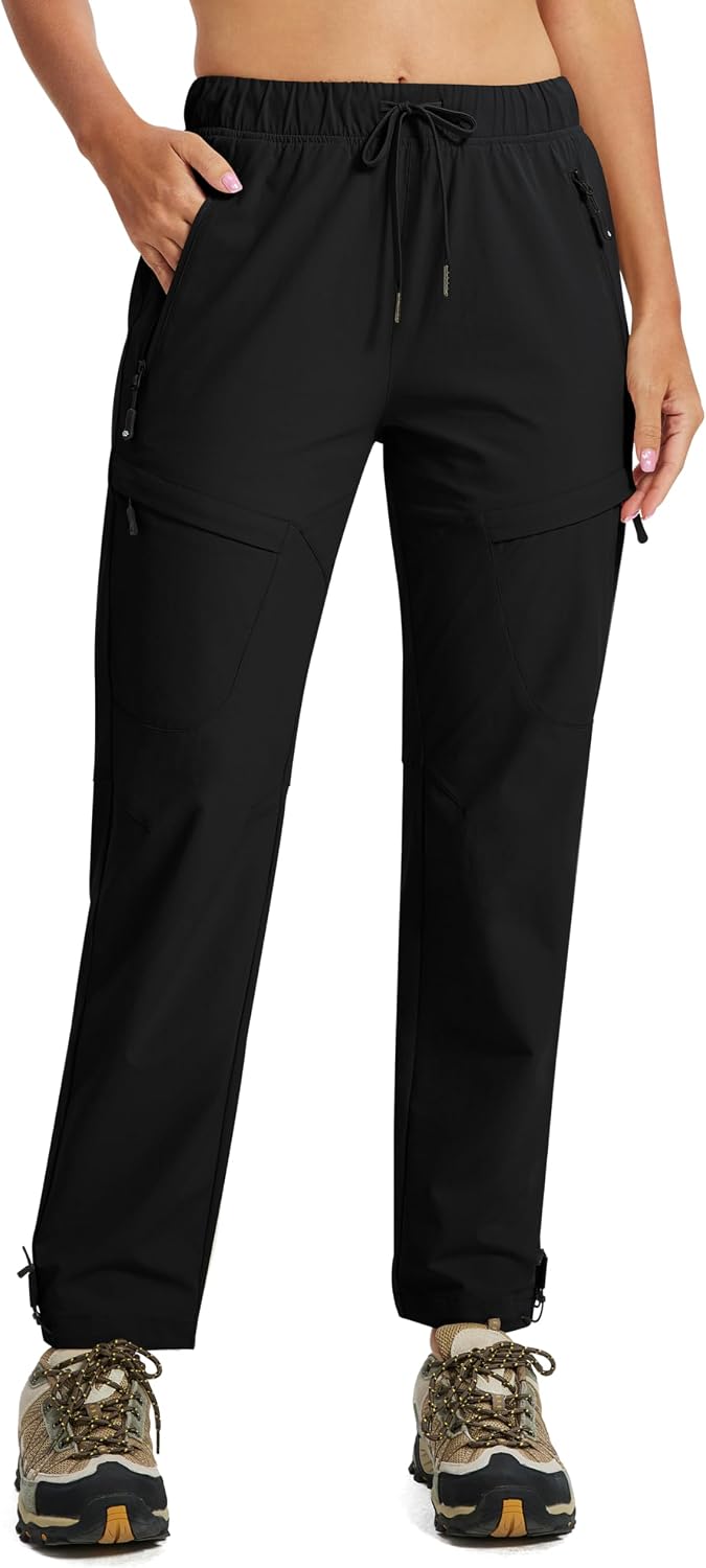 MoFiz Womens Hiking Cargo Pants Waterproof Lightweight with Zipper Pockets