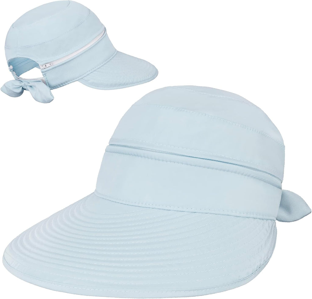 SUN CUBE Womens Sun Hat UV Protection Wide Brim Zip-Off Golf Visor