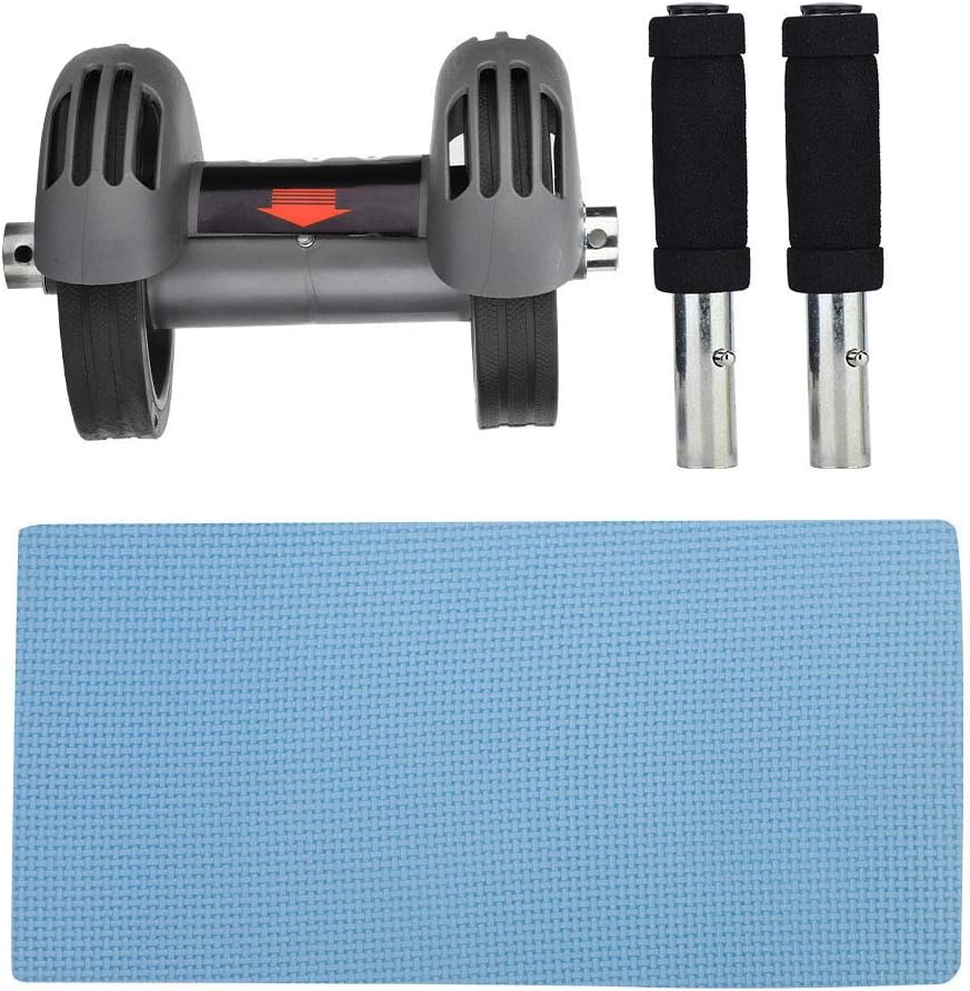 AB Double Roller Workout System Abdominal Muscle Exerciser Gym Home Fitness Equipment Gray