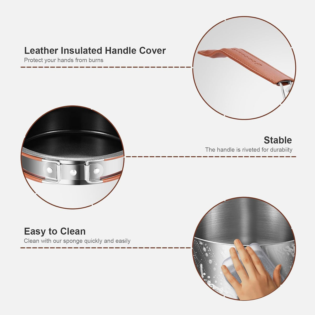 Odoland 10pcs Camping Cookware Stainless Steel Camping Pot and Pan Set with Plate Bowl Fork Knife Spoon for Backpacking, Hiking, Outdoor Cooking and Picnic