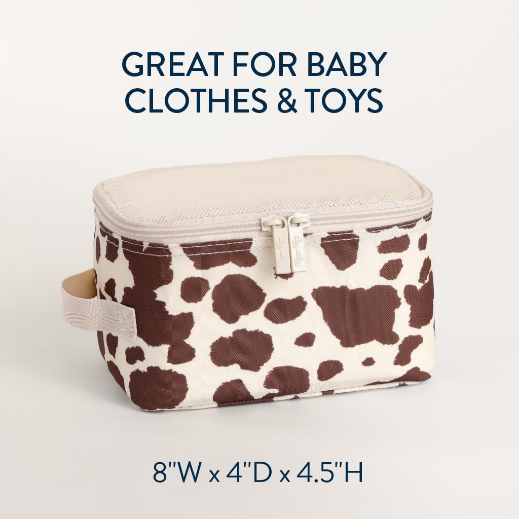 Itzy Ritzy Packing Cubes for Travel, Set of 3 Travel Organizers (Cow Print)