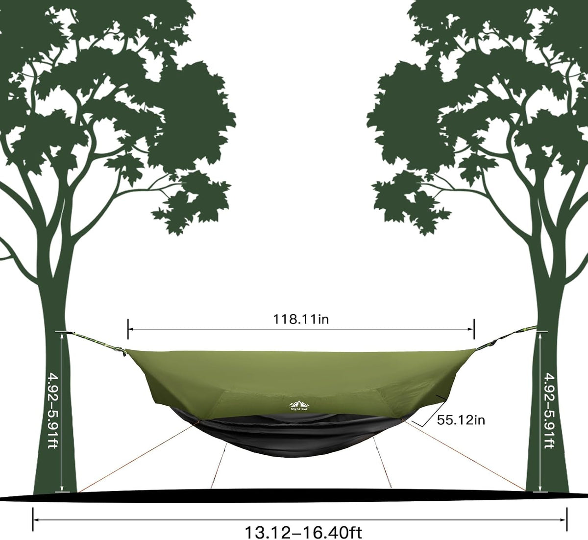 Night Cat Camping Hammock Tent: Lightweight Portable 4 in 1 Hammock with Rain Tarp and Mosquito Net for Hiking Jungle Outdoor