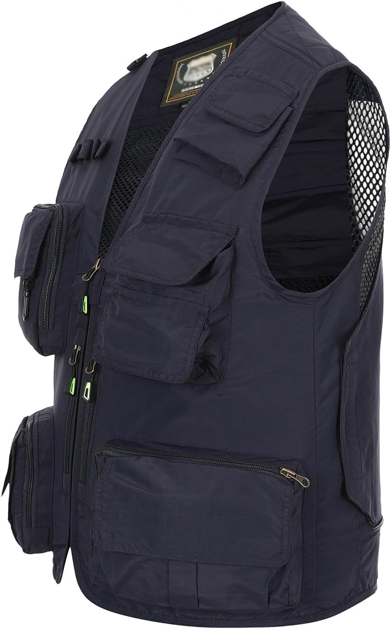 Hbufnha Outdoor Fishing Hunting Vest Multi Pockets Work Cargo Jacket