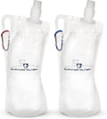 Survivor Filter Clear Collapsible Water Bottles - Travel, Hiking, Foldable, BPA-Free - 2 x