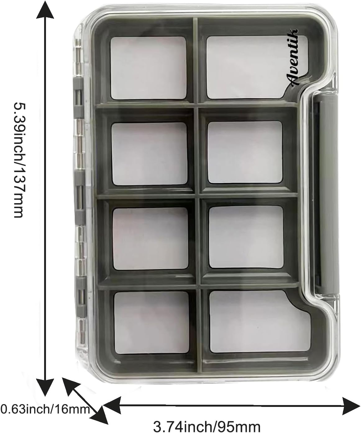 2PACK-Aventik Waterproof Slim Pocket Fly Box Fishing Hook Box Bait Storage Tackle(Small, 8 Magnetic Compartment)
