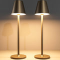 Timjorman 2-Pack Cordless Table Lamps - 5000mAh Rechargeable Battery Operated Desk Lamp, 3-Level Dimmable LED Night Light for Bedroom, Dining, Restaurant - Metal Design(Khaki-2Pack)
