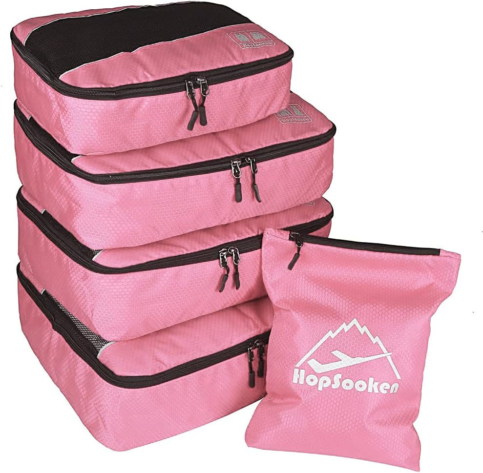 5 Set Packing Cubes for Travel Large Suitcase Luggage Organizer Bags Travel Accessories Vacation 4 Cubes 1 Laundry Pouch Bag