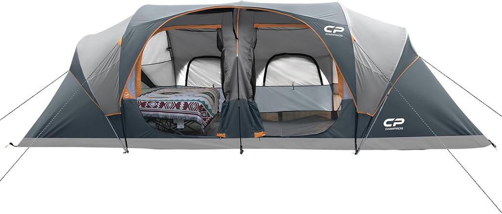 CAMPROS CP 12 Person Camping Tent, 3-Room Family Tent, Rainfly, Waterproof