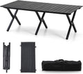 4Ft Aluminum Folding Camping Table, Portable Picnic Table, Outdoor Lightweight Collapsible Camp Table, Roll-up Camping Table for Beach,Party, Patio, BBQ, Travel, Backyard (Black Upgraded Version)
