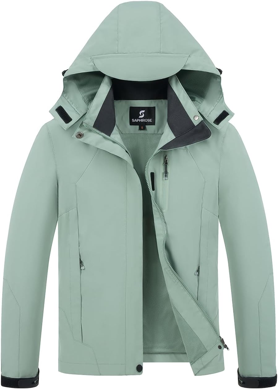 Womens Waterproof Rain jacket Lightweight Raincoat with Removable Hood