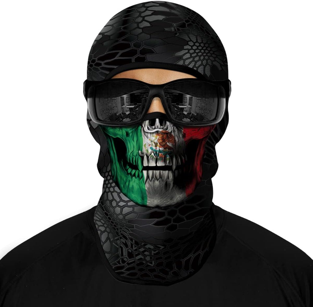 Red Plume 5PCS Ghosts Skull Print Balaclava Full Face Ski Mask UV Protection for Motorcycle Riding Outdoor Sports Men & Women