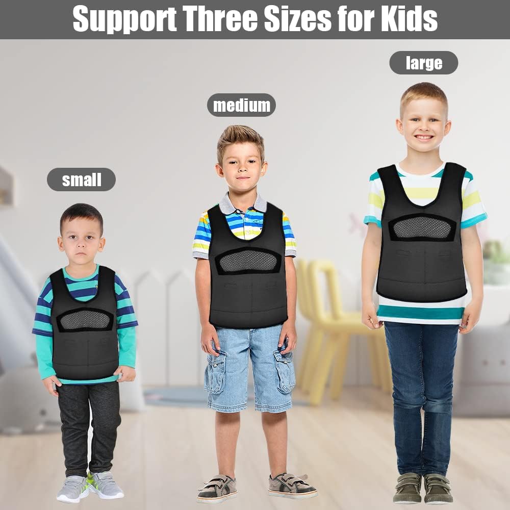 Weighted Vest for Kids Including 6 Removable Weights, (Small, Ages 2 to 5)