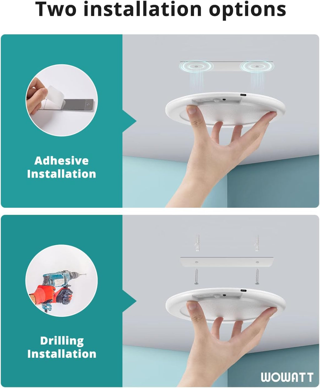 wowatt Rechargeable Ceiling Lights Battery Operated with Remote for Shower