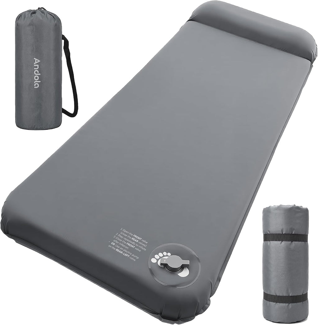 Self-Inflating Sleeping Pad for Camping, 3" Ultra-Thick Outdoor Camping Mat with Pillow & 9.5 R-Value, Insulated All-Season Foam Camping Mattress for Camping Travel Tent Car