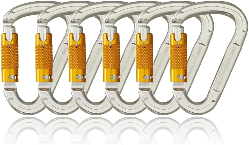 SOB Auto Locking Climbing Carabiner Clips,Heavy Duty Asymmetrical Carabiner Connector Used for Rappelling Gear Rescue Outdoor Projects Dog Leash
