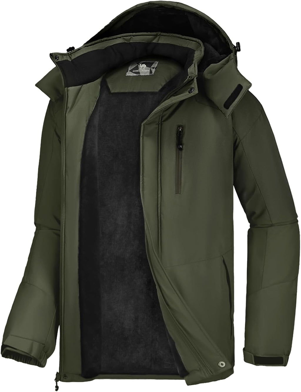 CAMELSPORTS Mens Winter Jacket Waterproof Warm Snow Ski Jackets Faux Fur Fleece Rain Coats with Removable Hood