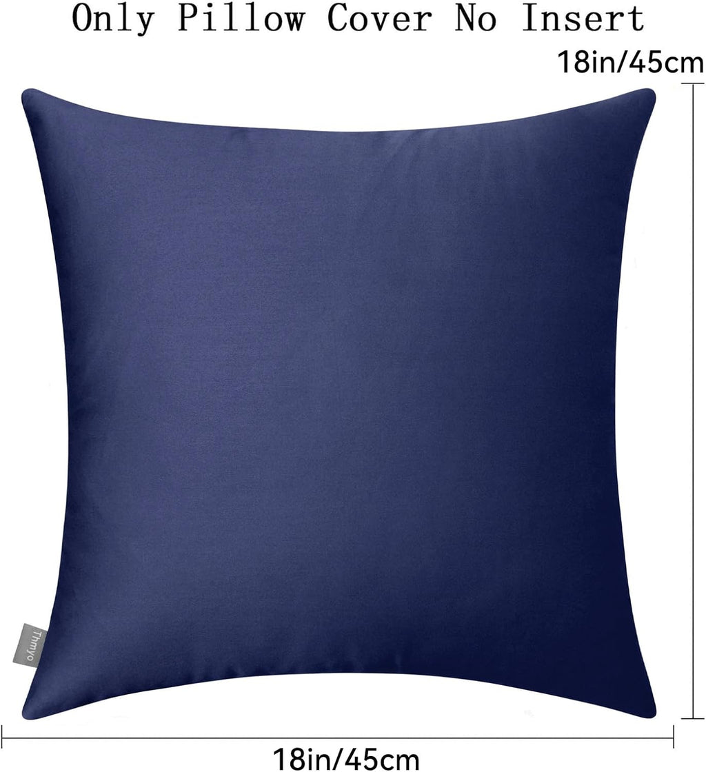 Thmyo 4-Pack 100% Cotton Solid Decorative Throw Pillow Case 18x18 Dark Blue