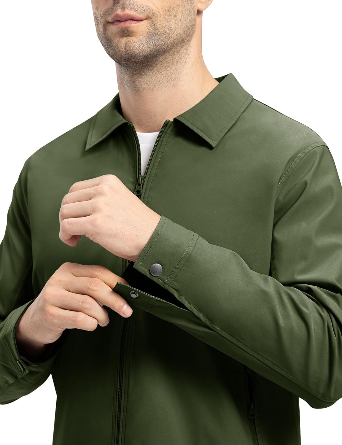 TBMPOY Mens Lightweight Jackets Light Windbreaker Full Zip Casual Work Jacket Golf Business Fall Track Coat with Pockets