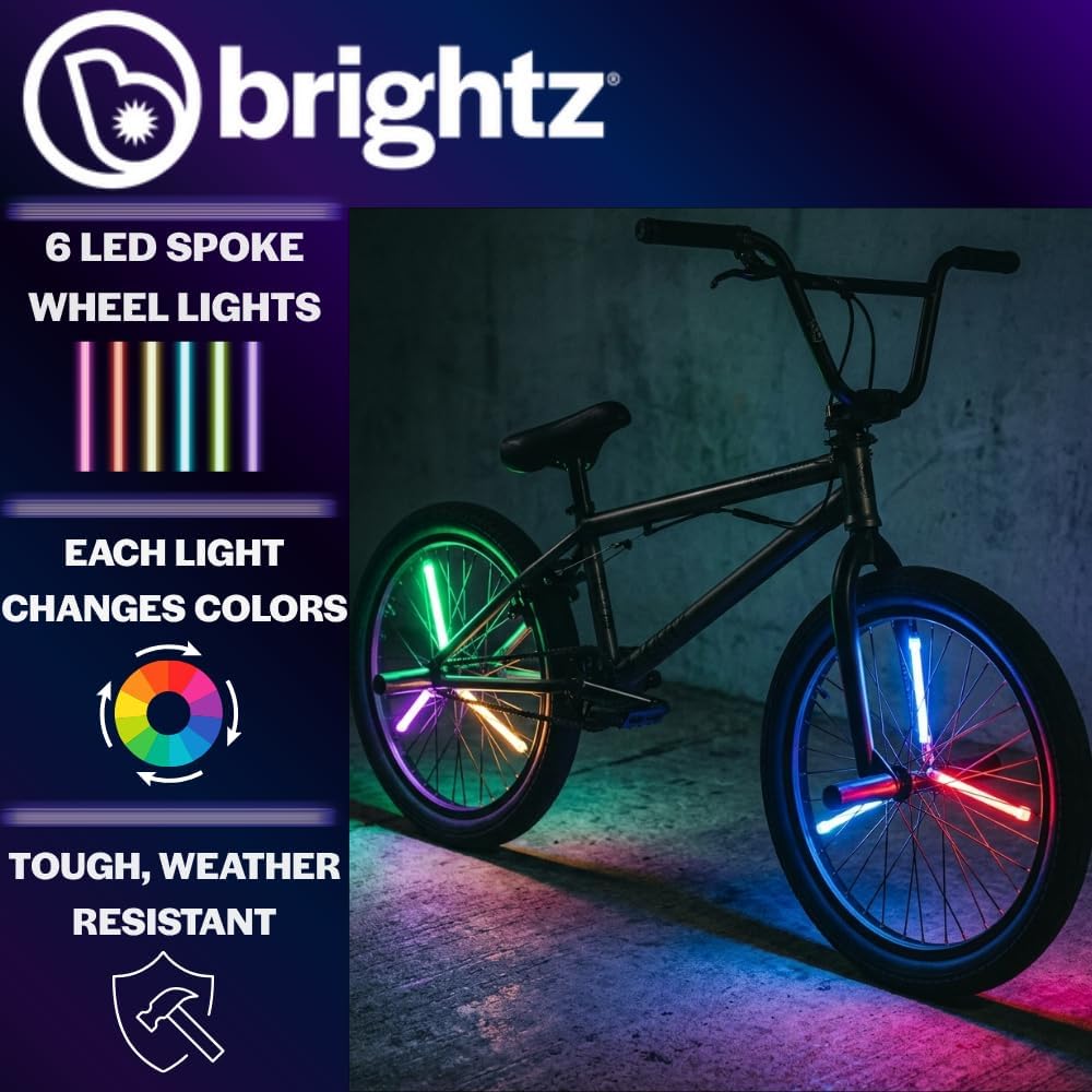 Brightz SpinBrightz LED Bike Spoke Lights, 2-Pack - Bike Wheel Lights for Kids & Adults - Clip-On Bicycle Spoke Light - Weather Resistant - Batteries Included