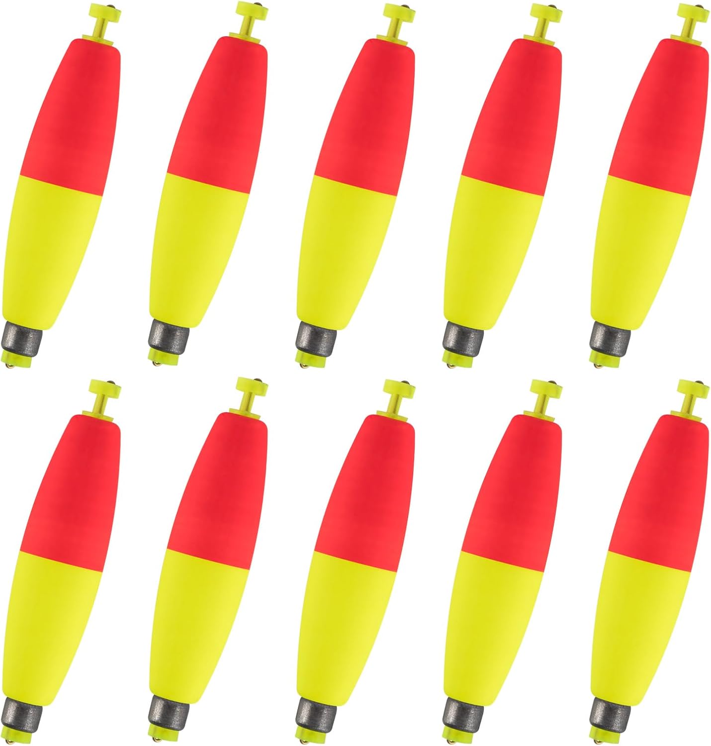 Alwonder 10-Pack Fishing Bobbers Floats, Weighted Bobbers for Fishing Cigar EVA Foam Snap-on Floats Corks Floaters Buoys for Crappie Bass Panfish Bluegills Trout