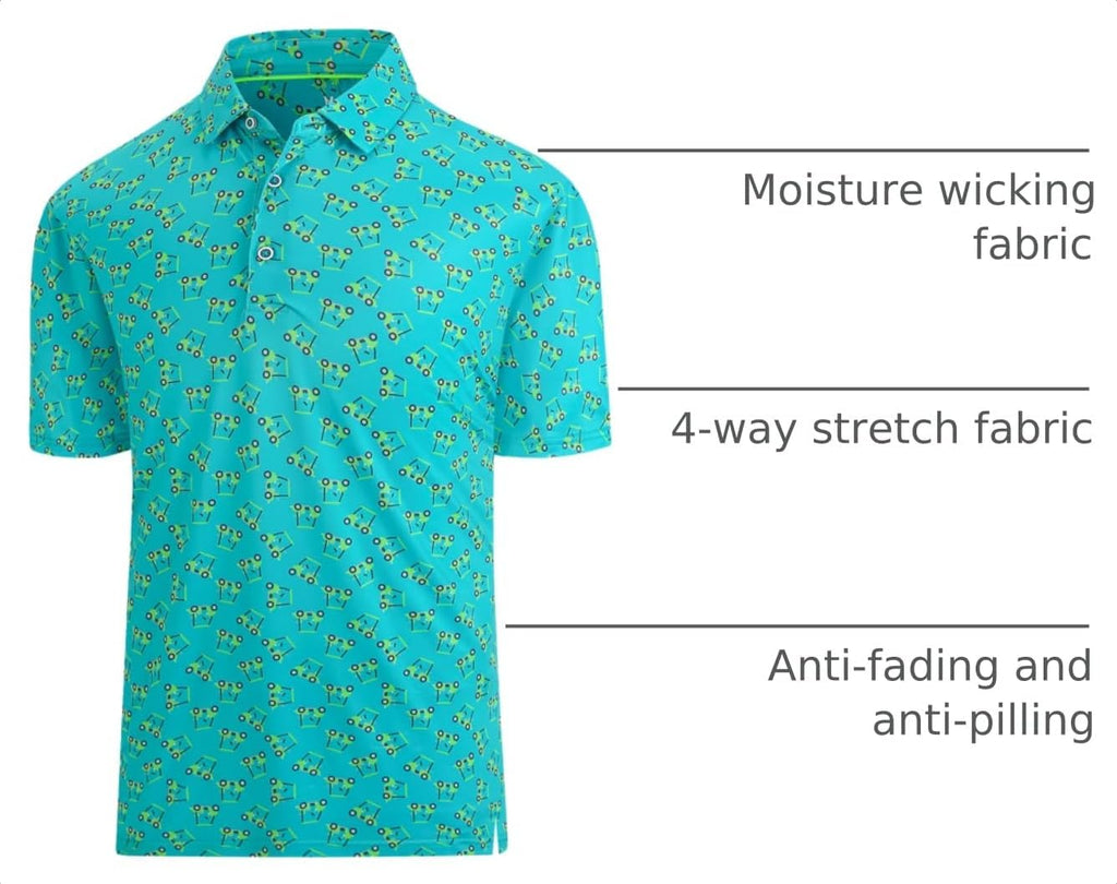 Hodaweisolp Golf Shirts for Men Dry Fit Print Short Sleeve Polo Shirt