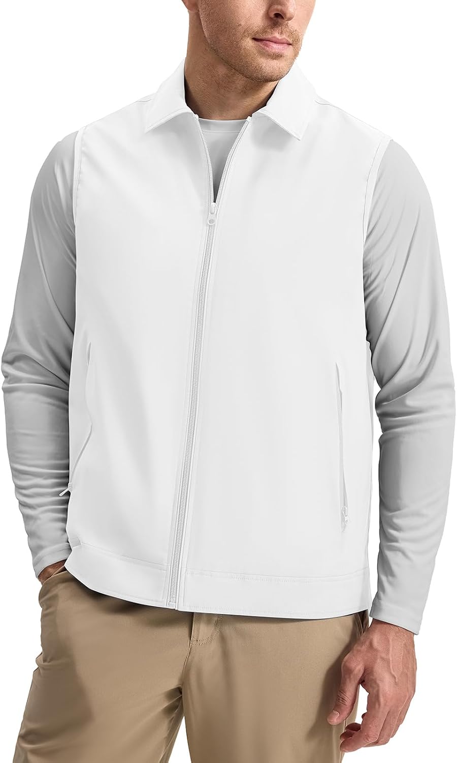 Rdruko Men's Golf Vest Lightweight Summer Casual Zip Windbreaker