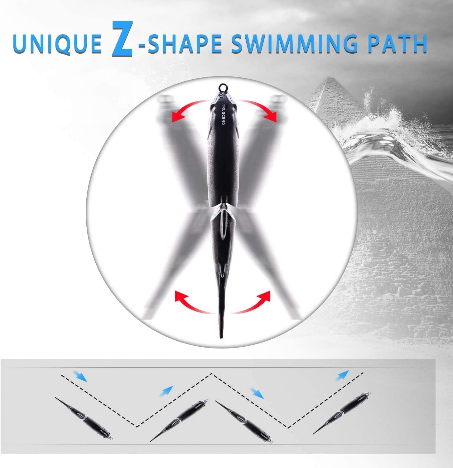 TRUSCEND Swimmax Easy Catch Fishing Lures with BKK Hooks, Wiggling, Vibrating, Rattling and Gurgling for More Bite, Heavy-Duty Dyneema Fiber Jointed Swimbaits for Bass, Trout, Walleye, Crappie, Pike