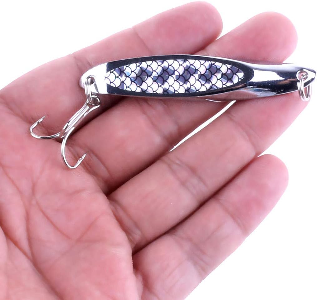 Fishing Jigs Saltwater Fishing Lures with Assist Hook Treble Hook, Jigging Lures Slow Vertical Jigs, Fishing Jigs Saltwater for Bass Tuna Salmon Sailfish Trout Grouper Snapper, 5pcs with Box