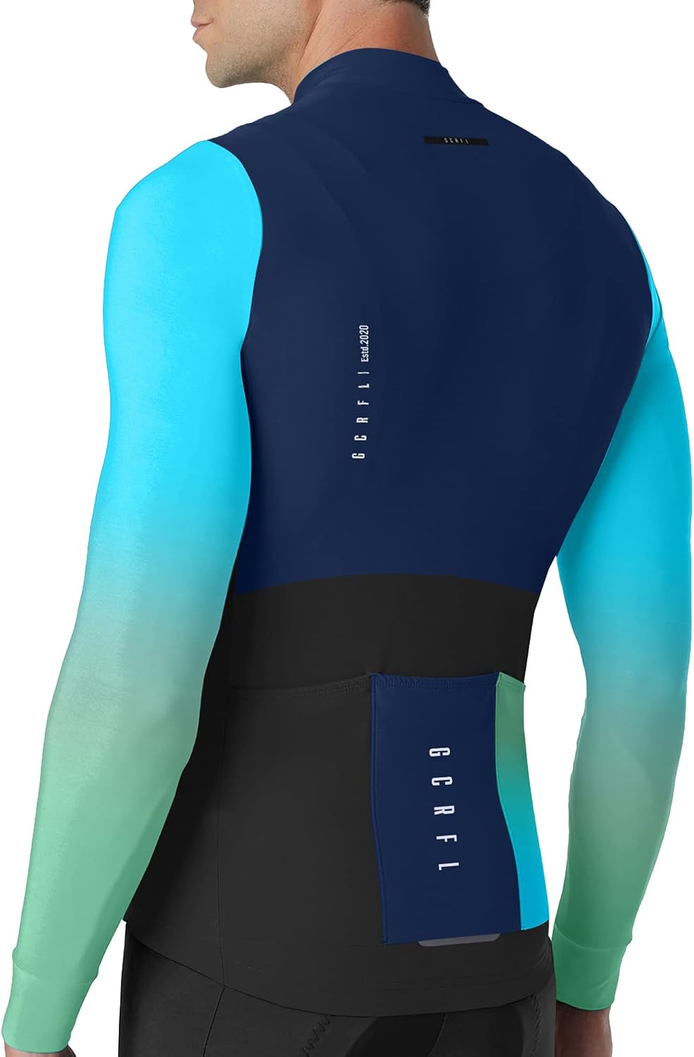 GCRFL Men's Cycling Jersey Long Sleeves Road Bike Jersey Shirt Cycling Tops, Zipper Pocket Lightweight PRO Race Fit UPF 50+