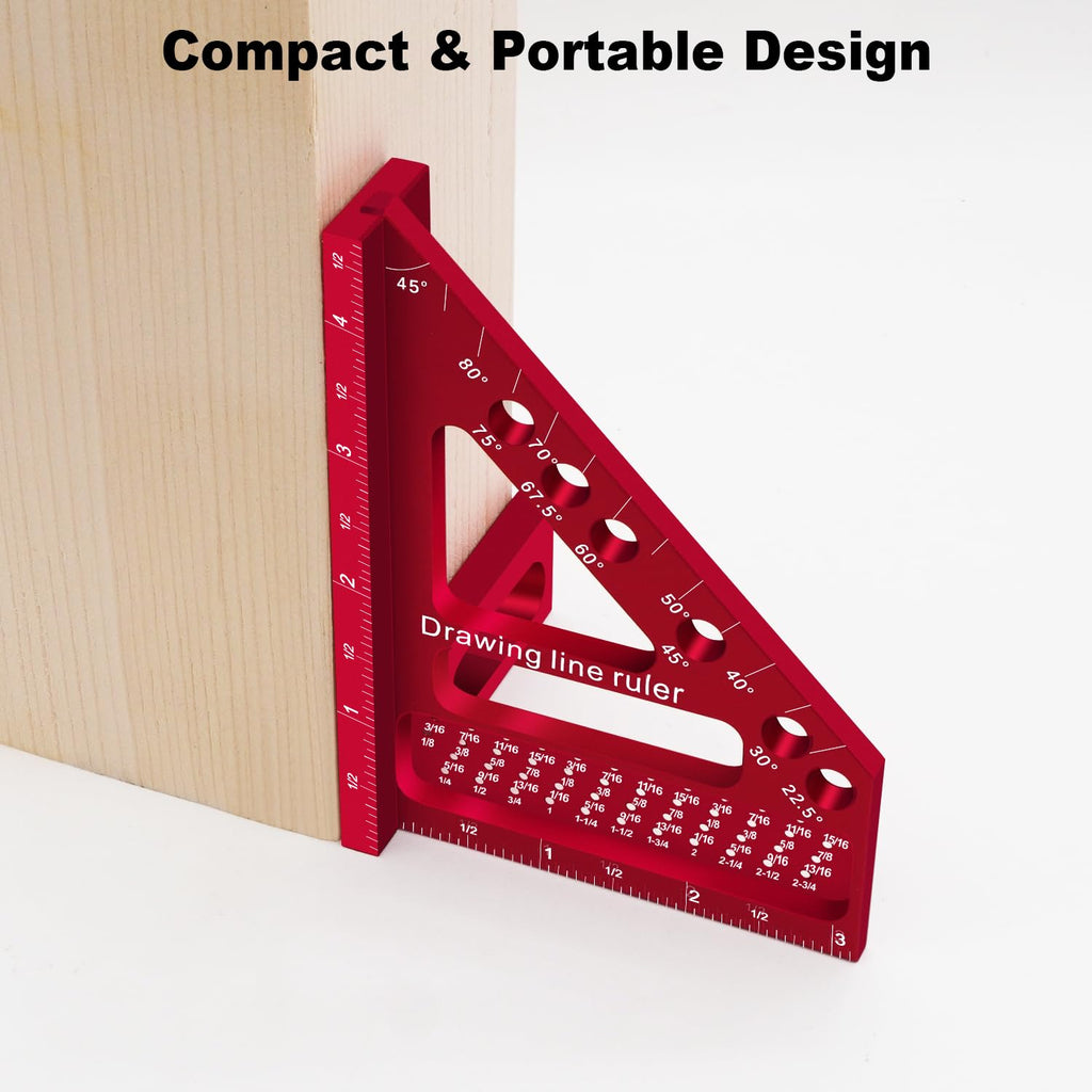 Premium Carpenter Square Hole Scribing Ruler Woodworking Square 22.5-90 Degree Measuring Ruler with Angle Pin,Versatile Multi Angle Square for Woodworking, Engineering, and Construction