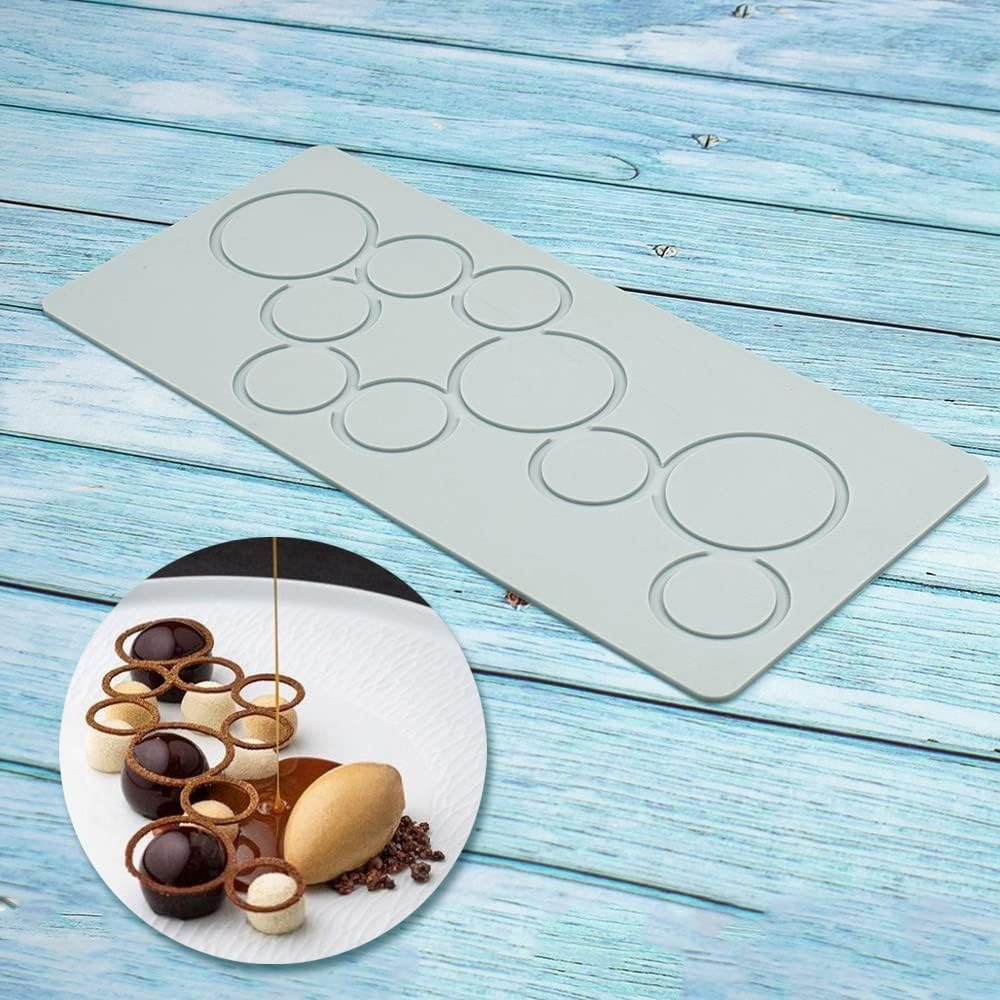 Hollow Leaf Silicone Molds Lover Heart Chocolate Molds Geometry 3D Silicone Mould Chocolate Candy Leaf Mold Sugar Craft Cake Decoration Cupcake Top (O_Circel_12.12 * 5.44 * 0.12inch)