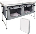 Folding Camping Table with Storage, Adjustable Height